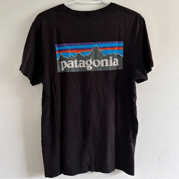 Patagonia Men's Black Short Sleeve T shirt slim fit organic - Picture 4 of 6
